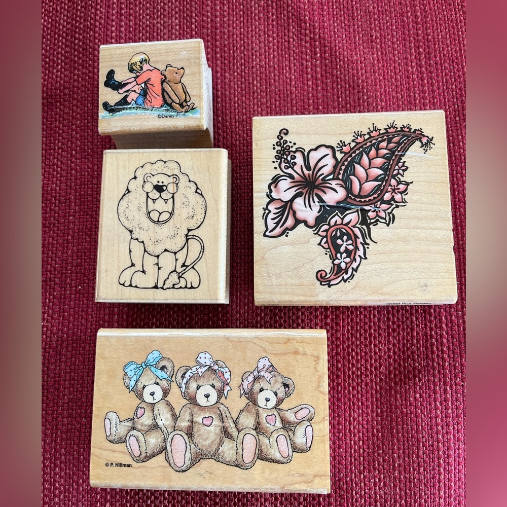 Wood mounted rubber stamps